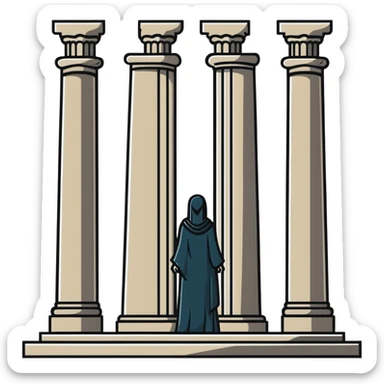 High Priestess tarot card with mysterious woman between two pillars sticker