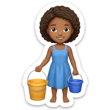 black kid girl with toy sand bucket sticker