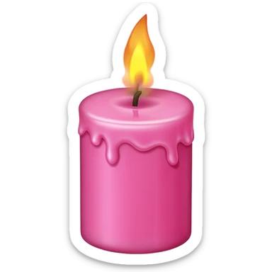 Draw a pink candle with a flame on it at an angle of 5 degrees from the horizontal. sticker