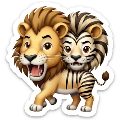 A lion attacking zebra  sticker