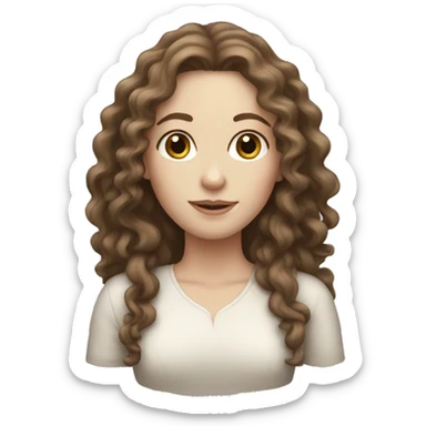 Woman with pale skin and long curly brown hair  sticker
