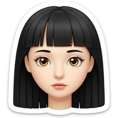 girl with long straight hair and micro bangs sticker