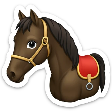 Spanisches dunkelbraunes Pferd mit langer schwarzer Mähne sticker