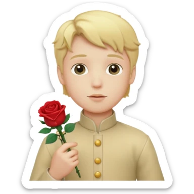 The Little Prince with a rose in his hand sticker