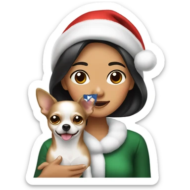 Christmas Filipino lady with Christmas black and white chihuahua  sticker