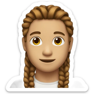 handsome boy with brown long hair braids sticker