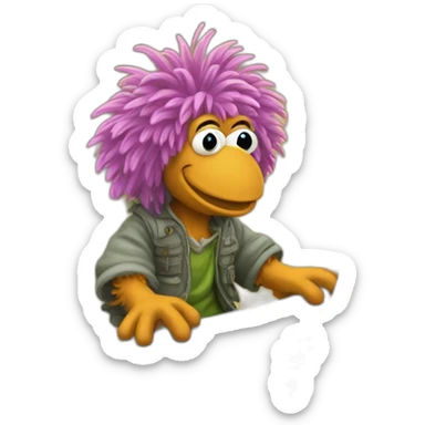 fraggle software engineer typing code on laptop sticker