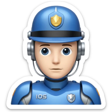 half robot cop sticker