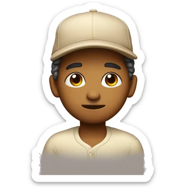 pensive face with drolling and baseball hat praying hands, eyes closed normal and wearing normal hawain shirt beige skin and not old sticker