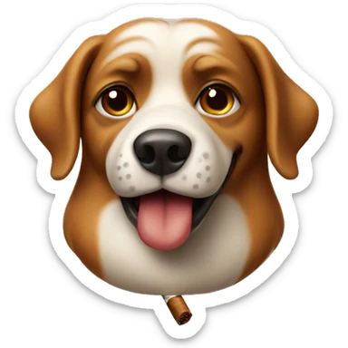 Dog with a cigar sticker