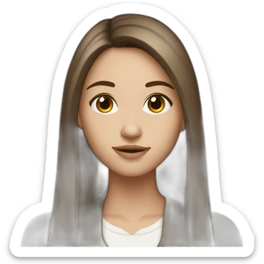 23 years old white and beautiful woman with a long straight brown hair sticker