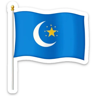 East Turkestan flag with blue field, white crescent and star, minimal style sticker
