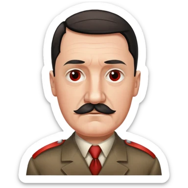 adolf hitler with a square mustache and a red band on his arm sticker