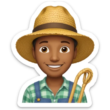 farmer black man with straw hat sticker