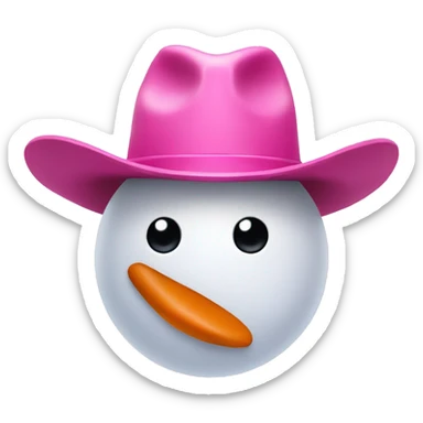 Snowman with pink cowboy hat sticker
