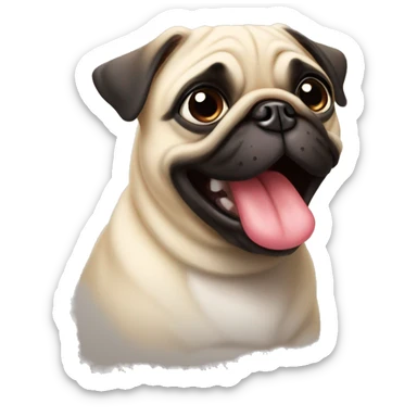 Pug with tongue out  sticker