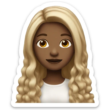 Girl that has a light color skin has a brown long hair sticker