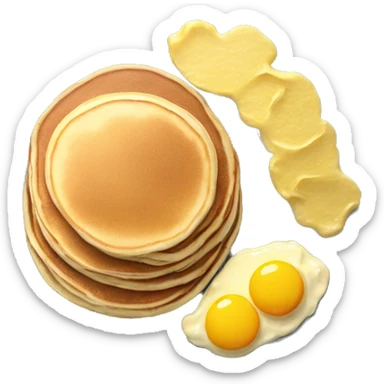 Pancakes and scrambled eggs on a grey plate sticker