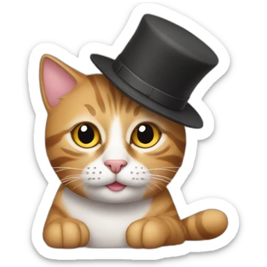 cat with hat rolling sticker