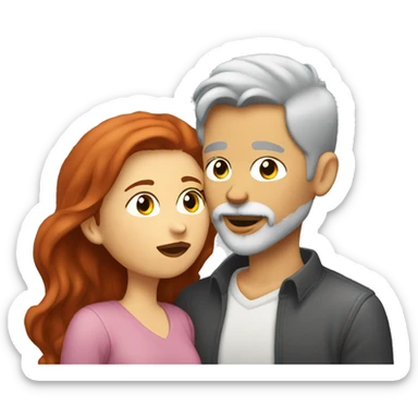 redhead kissing her boyfriend with gray hair and a goatee Hair sticker