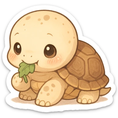 cute anime turtle eating, cute style, detailed, soft colors sticker