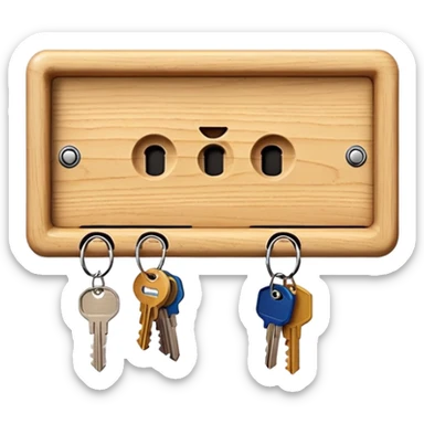 Plain wooden Wall Key holder with no smiley faces  sticker