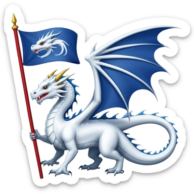 Create a flag with a red background and a white dragon like the red dragon of the welsh flag sticker