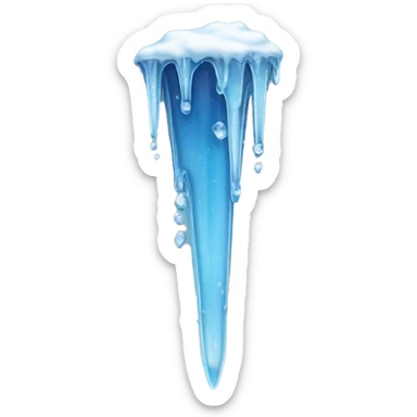 A realistic icicle, translucent and dripping with frost. sticker