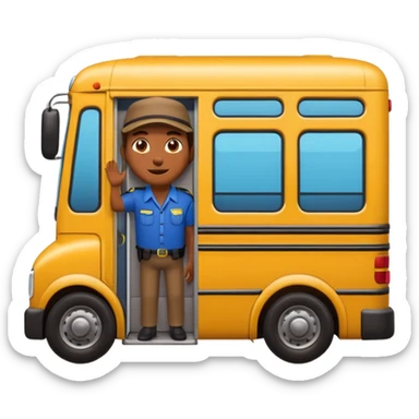 3D emoji of a Peruvian bus fare collector (“cobrador”), leaning out of a micro door calling passengers, dynamic pose, urban street vibe, vibrant colors, bold outlines, sticker illustration, transparent background sticker