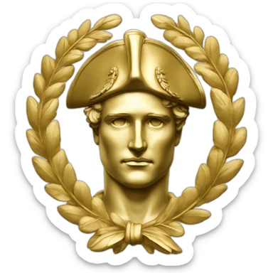 Laurel wreath napoleon golden statue sticker