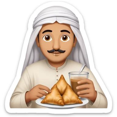 arab dad with samosa and chai sticker