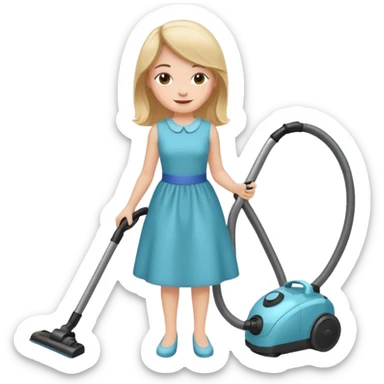 happy girl vacuuming sticker