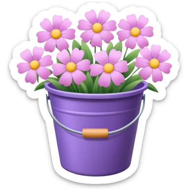 Pink Pastel Purple Flowers In A Bucket sticker
