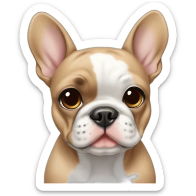 fawn Frenchie with one blue eye and one brown running sticker