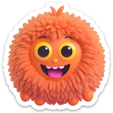 random playful fluffy creature emoji with big eyes, unique color, happy expression, 3D emoji style sticker