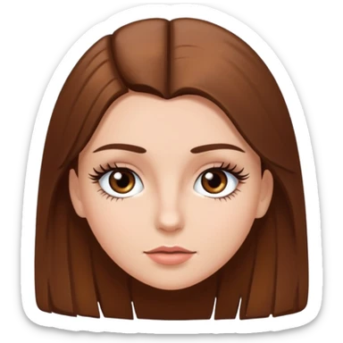 Chíca blanca pelo liso castaño con pestañas  sticker