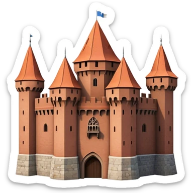 Cinematic Realistic Malbork Castle Landmark Emoji, depicted as an imposing medieval fortress rendered with rich detail and dramatic, historic lighting. sticker