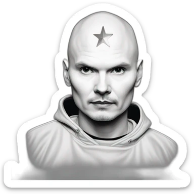 Billy corgan with a silver star on his t-shirt sticker