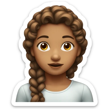 Niña con el pelo largo, con rulos y el pelo marrón  sticker
