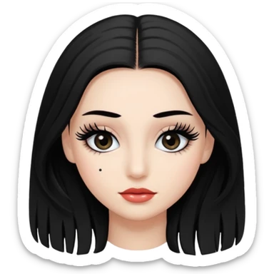 ragazza truccata con le ciglia finte con i capelli neri lunghi sticker