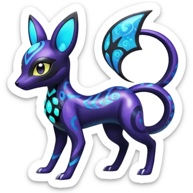 Bioluminescent Nigthly Glittery Shiny Starry Meloetta-Dewott-Salandit-Umbreon-Pokémon-Fakémon-fusion-hybrid-creature sticker