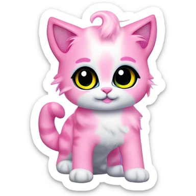 ethereal cute pink cat littlest pet shop lisa frank style sticker