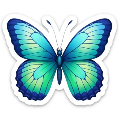Gradient iridescent indigo blue cyan green butterfly sticker