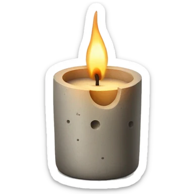 Candle with wooden wick and in concrete vessel  sticker