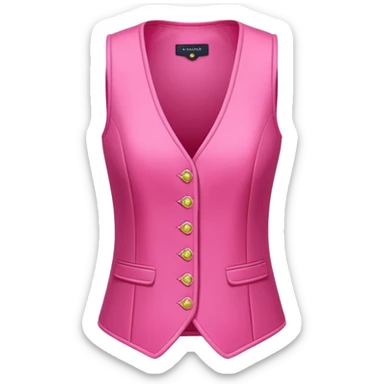a stylish women’s vest, sleeveless, elegant and decorative design, in a bright pink color with small cute details, feminine and fancy look, no background, ONLY VEST sticker