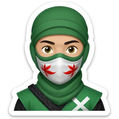 Ninja arab green and white with mask pakistani flag sticker
