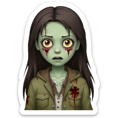 girl zombie with long dark brown straight hair sticker
