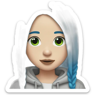 Billie eilish with blue hair sticker