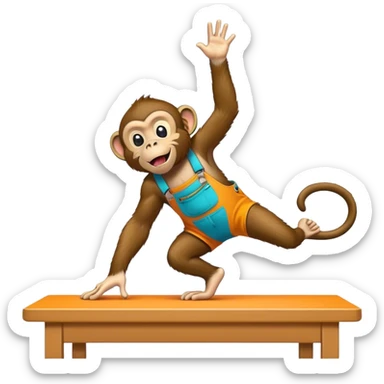 Really high monkey tripping over a table in Carhartt bibs sticker