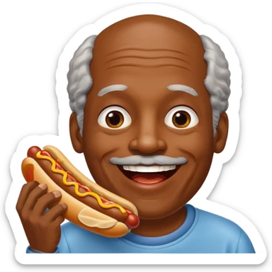 hotdog eating black old man sticker